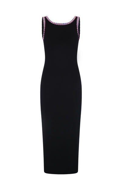 Pitusa Open V-Back Knit Dress in Black