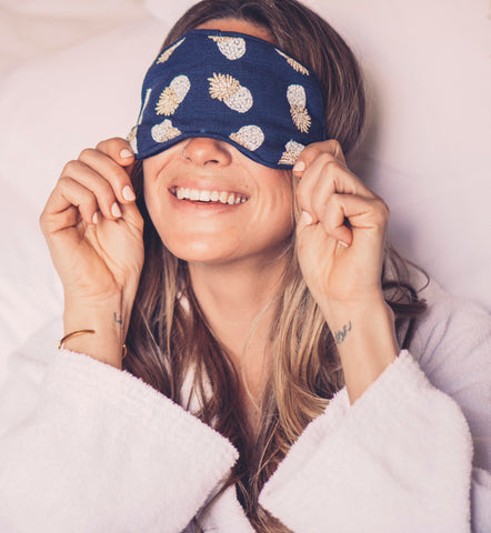 Elizabeth Scarlett Ananas Indigo Eye Mask at Supernomad