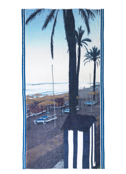 Becksondergaard Blue Beach Wool Scarf in Campanula at Supernomad