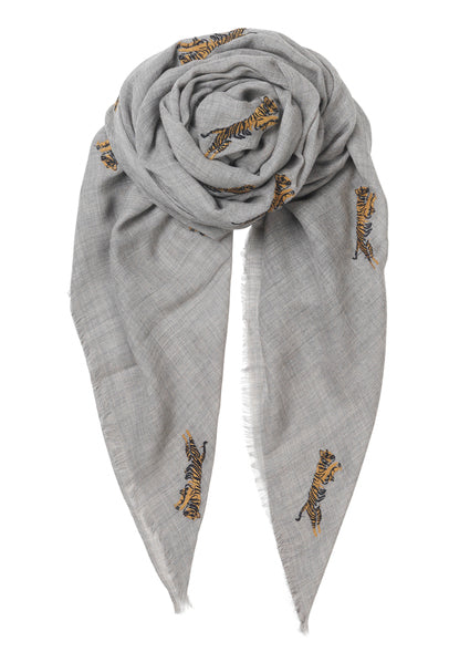 Becksondergaard Dreamy Tiger Wool Scarf in Grey Melange at Supernomad