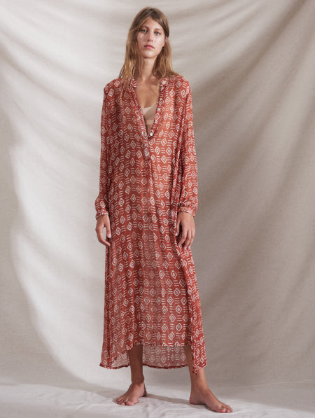 Cloe Cassandro Andrea Maxi Dress in Red Desert Kente at Supernomad