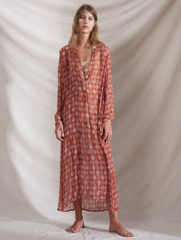 Cloe Cassandro Andrea Maxi Dress in Red Desert Kente at Supernomad