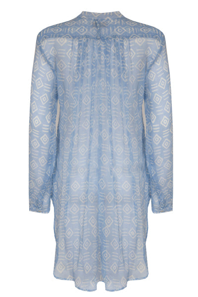 Cloe Cassandro Andrea Tunic in Pale Blue Kente at Supernomad