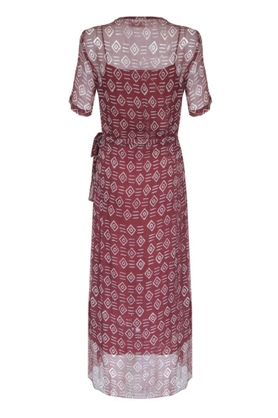 Cloe Cassandro Kimi Wrap Midi Dress in Damson Kente at Supernomad