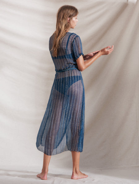 Cloe Cassandro Kimi Wrap Midi Dress in River Dot at Supernomad