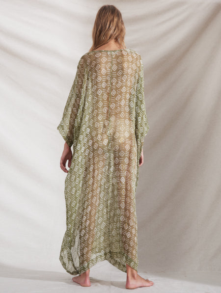 Cloe Cassandro Luna Maxi Dress in Olive Kente at Supernomad