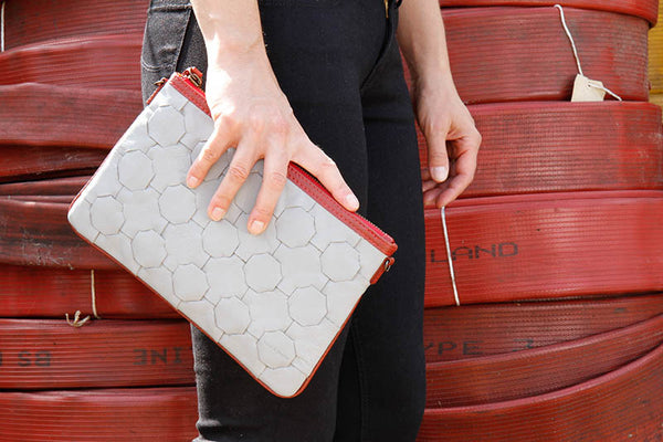 Elvis & Kresse Fire & Hide Clutch Bag in Grey at Supernomad