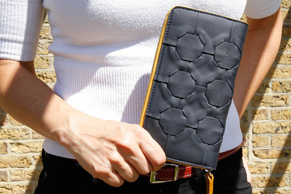 Elvis & Kresse Fire & Hide Zip Purse in Blue with Yellow at Supernomad