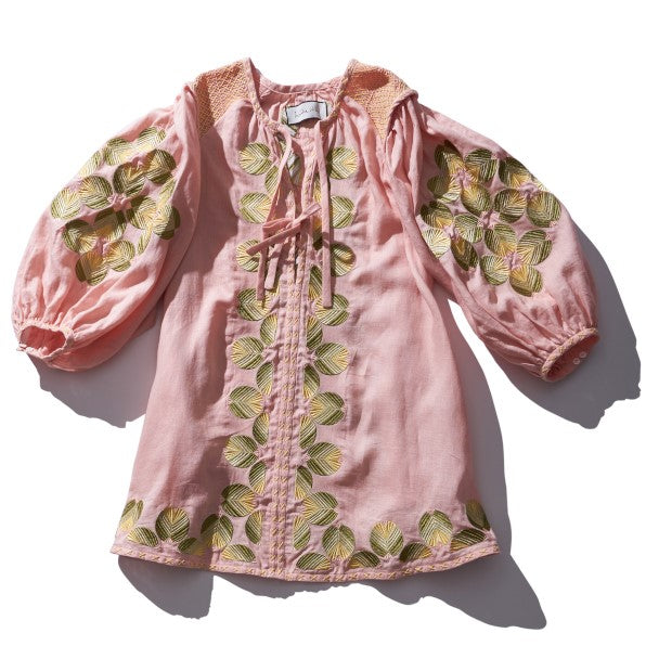 Innika Choo Hans Ufmafrok Mini Smock Dress in Peach at Supernomad