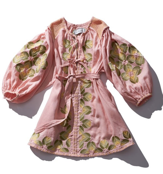 Innika Choo Hans Ufmafrok Mini Smock Dress in Peach at Supernomad