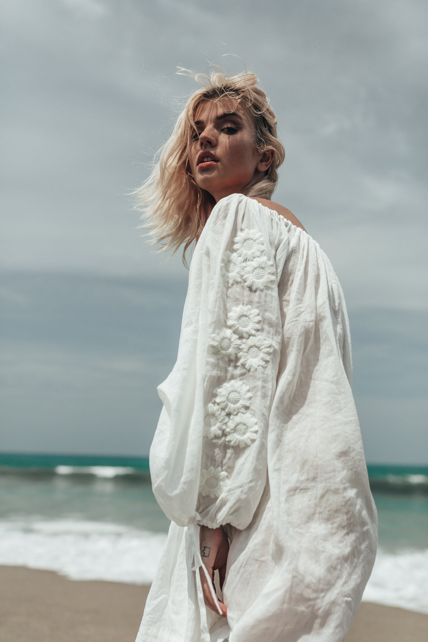 Innika Choo Hand Embroidered Pocket Smock Mini Frida Burrds Milk Supernomad the Luxury Edit for the Chic Wanderer