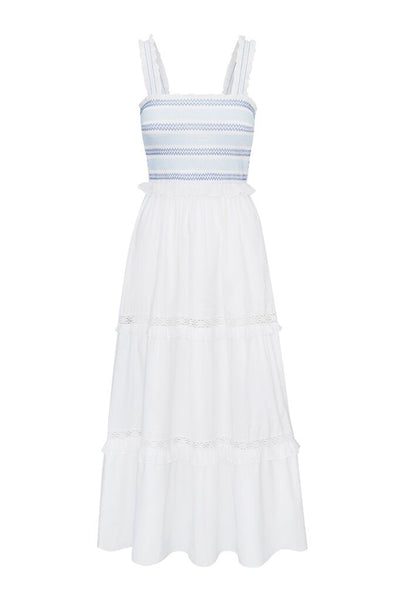 Kisuii Asta Smocked Dress in White at Supernomad