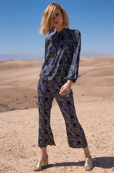 Onjenu Dawn Trouser in Star Tile Navy at Supernomad