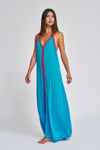 Pitusa Cheetah Sun Dress in Blue at Supernomad