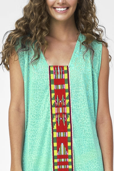 Pitusa Cheetah Tribal Mini Dress in Mint at Supernomad