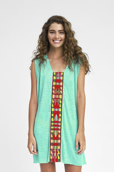 Pitusa Cheetah Tribal Mini Dress in Mint at Supernomad