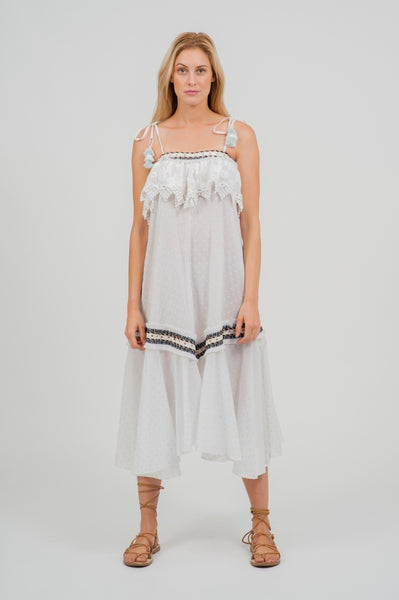 Place Nationale Mala Cotton Maxi Sun Dress in White at Supernomad