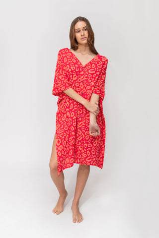 Pitusa Bata Cheetah Dress in Blood Orange at Supernomad