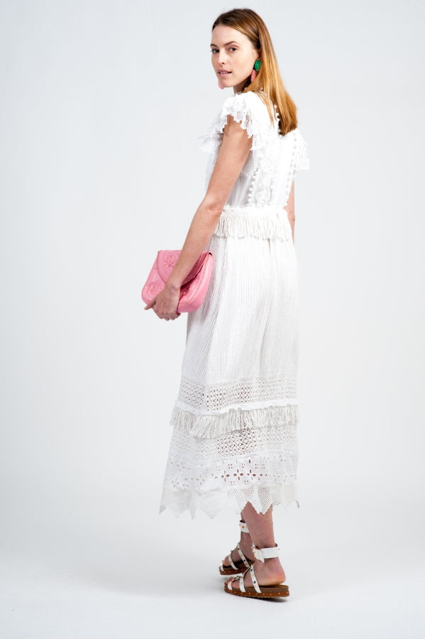 White tassel maxi dress hot sale