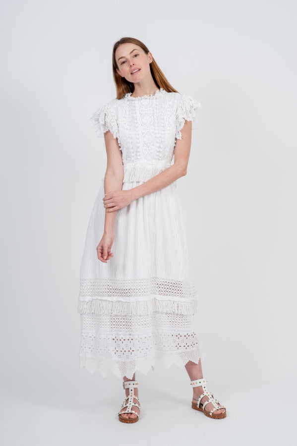 White tassel maxi dress new arrivals