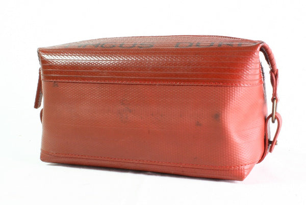 Red Elvis & Kresse Large Wash Bag made from vintage recycled materials